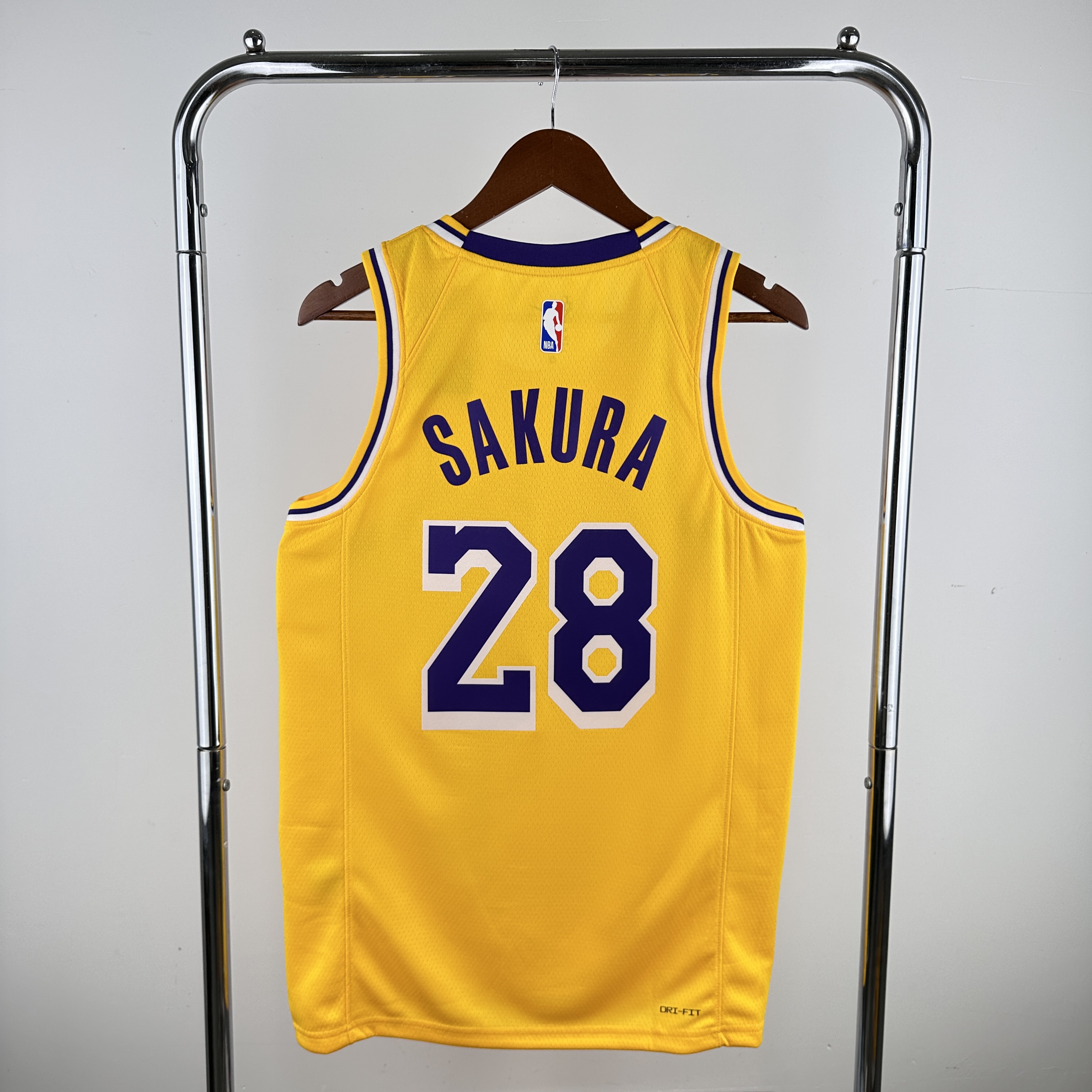 Men Los Angeles Lakers 28 Sakura Yellow Nike Custom 2024 NBA Jersey